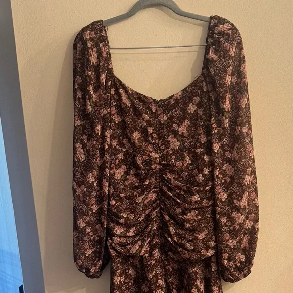 ASTR Floral Midi Brown and Pink Wedding Guest Dress Size Small - Picture 8 of 9